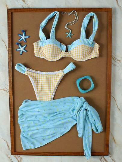 Conjunto de Maiô Bikini Xadrez